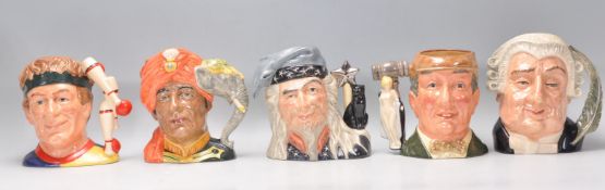 A group of five Royal Doulton ceramic Character / Toby jugs to include The Juggler D6835, The