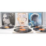 A group of three vinyl long play LP record albums by Bob Dylan to include – Hard Rain CBS 86016 (