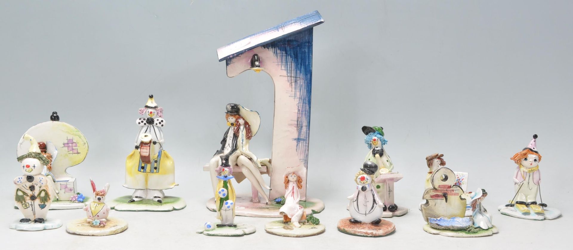 Lino Zampiva - Pastel Ceramica- A collection of vintage retro studio pottery Italian figurines in