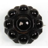 A good 19th Century Victorian large vintage Whitby Jet brooch of octagonal form having ball