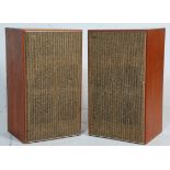 A pair of vintage 20th Century Leak Sandwich teak cased hi fi speakers. Height 66 cm.