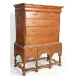 A William and Mary 18th Century fruitwood / cherry wood chest on stand of drawers. The top section