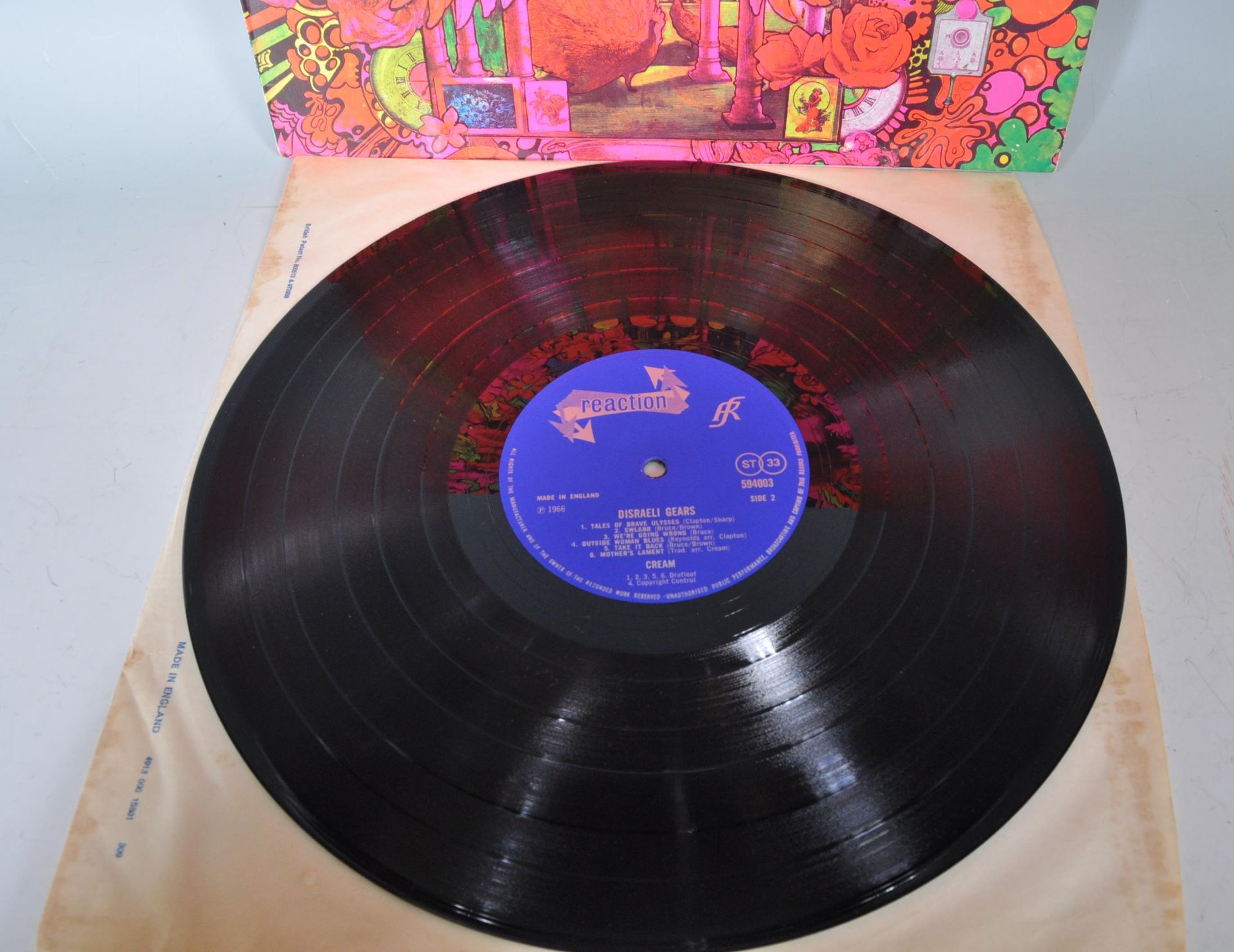 A vinyl long play LP record album by Cream – Disraeli Gears – Original Reaction 2nd U.K. Press – - Image 4 of 4