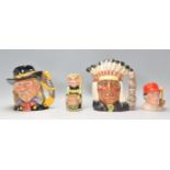 A group of four Royal Doulton ceramic character jugs to include General Custer D7079, Leprechaun