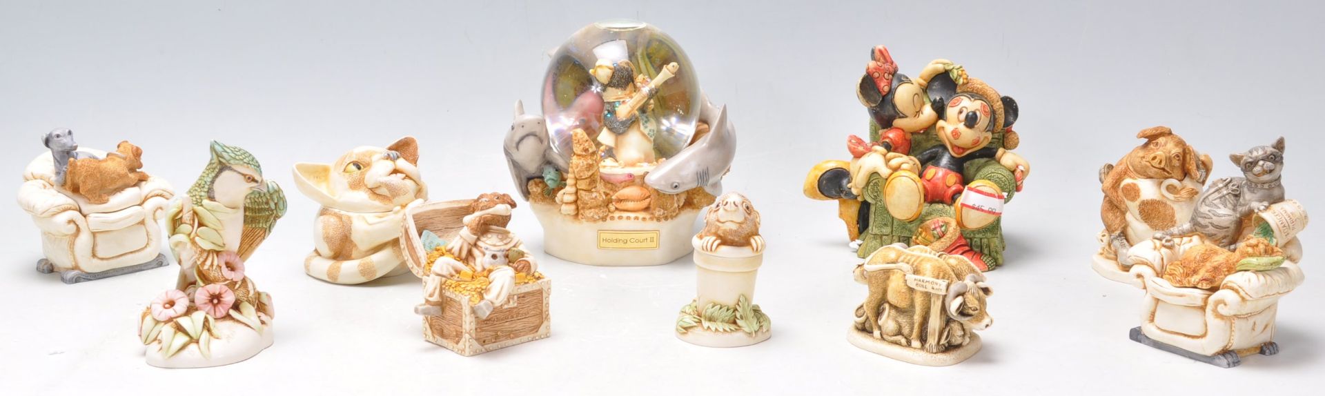 A group of ten Harmony Kingdom resin novelty figurines / boxes to include 'Holding Court II' snow