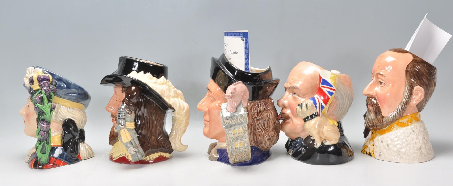 A group of five Royal Doulton character jugs to include Bonnie Prince Charlie D6858, Edward VII - Bild 4 aus 8