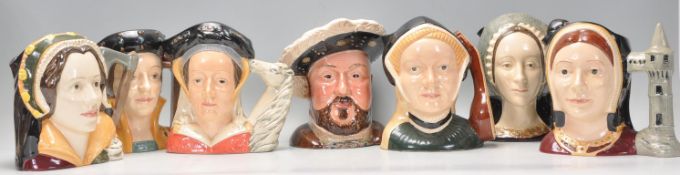 Henry VIII and his Six Wives - A group of seven Royal Doulton ceramic Character / Toby jugs to