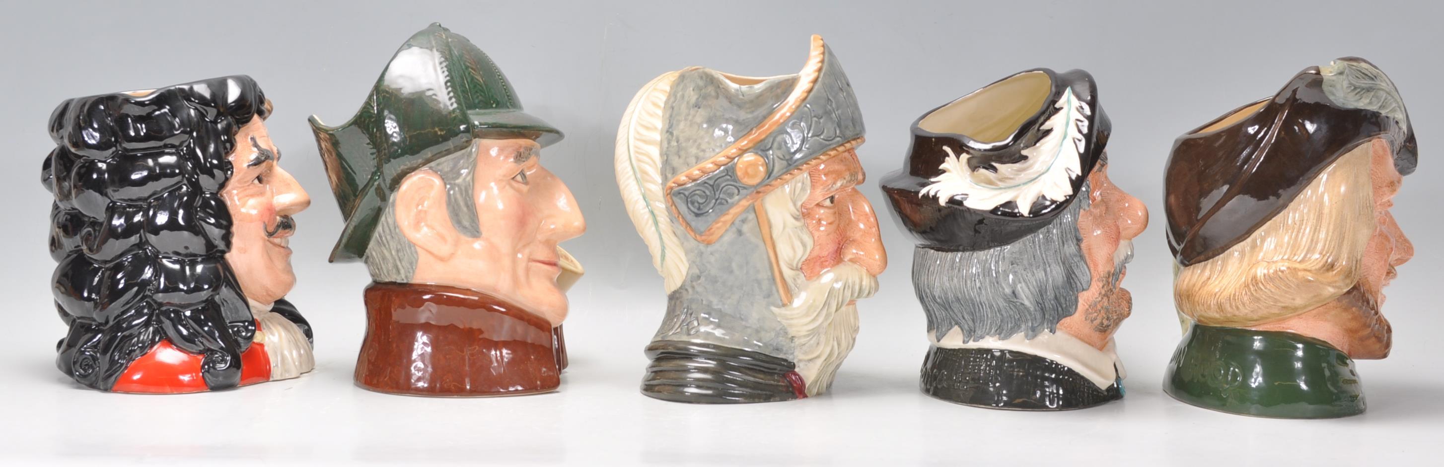 A group of five Royal Doulton ceramic Character / Toby jugs to include Captain Hook D6947, Robin - Image 2 of 9