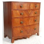 A 19th Century flame mahogany bow fronted two over three chest of drawers having brass knob