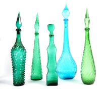 COLLECTION OF EMPOLI ITALIAN GLASS GENIE BOTTLES