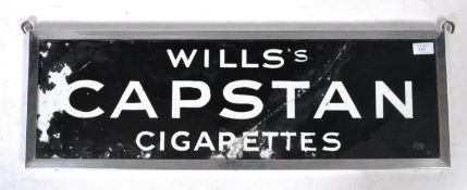 RARE WILLS CAPSTAN CIGARETTES BLACK GLASS ADVERTIS