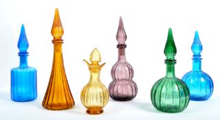 COLLECTION OF EMPOLI ITALIAN GLASS GENIE BOTTLES