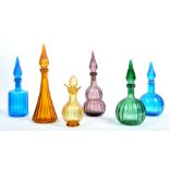 COLLECTION OF EMPOLI ITALIAN GLASS GENIE BOTTLES