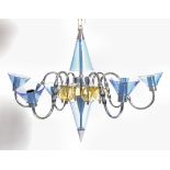 BELIEVED MURANO CHROME AND GLASS CHANDELIER