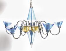 BELIEVED MURANO CHROME AND GLASS CHANDELIER