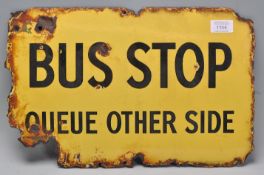 An early 20th Century vintage Bus Stop enamel sign