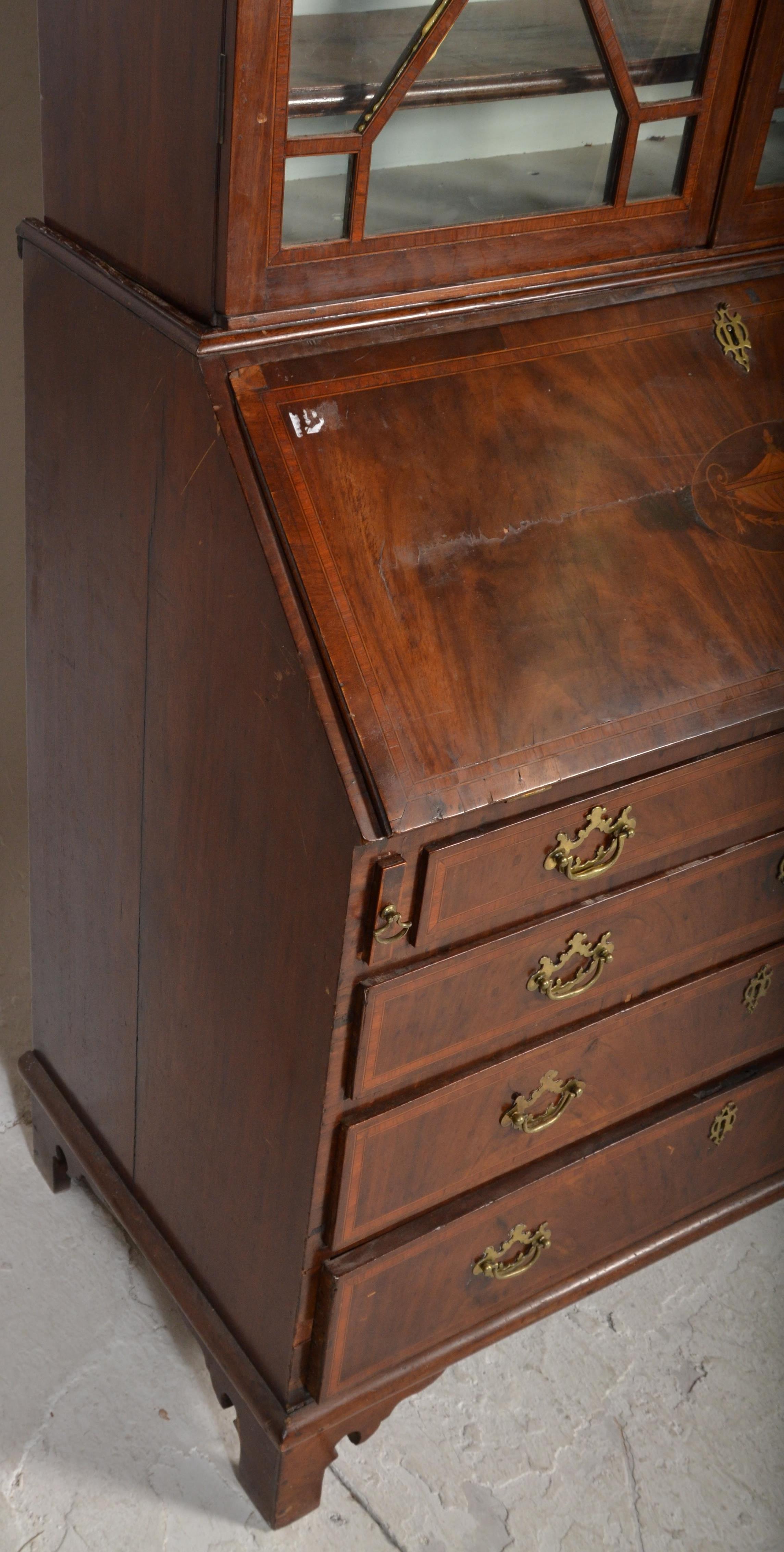 A George III 18th century mahogany and marquetry i - Image 7 of 8