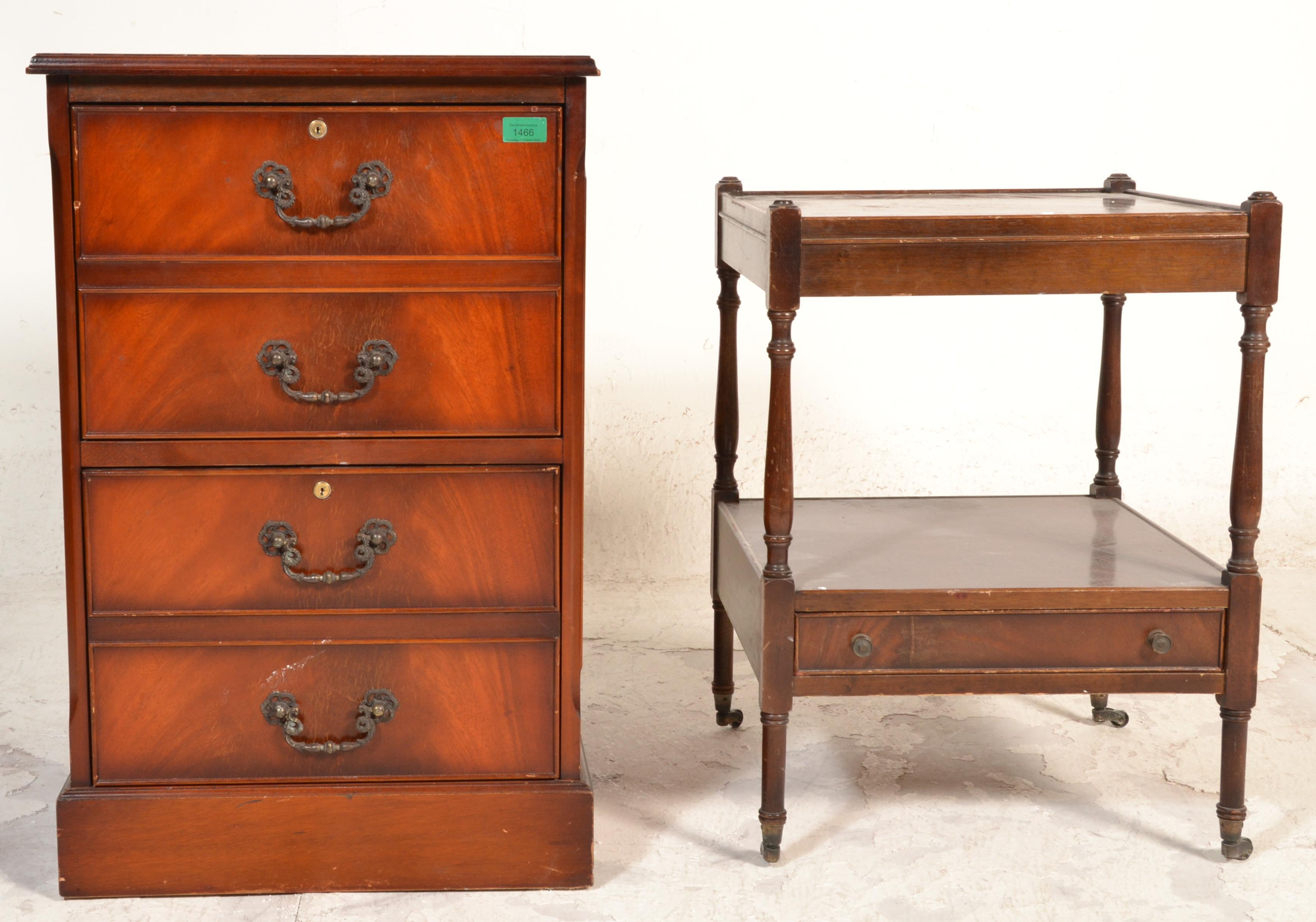 An antique style mahogany and leather office filin - Image 2 of 13