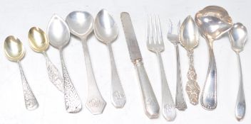 A collection of American silver flatware to includ