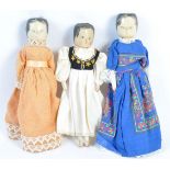 THREE VICTORIAN 19TH CENTURY DUTCH PEG DOLL - GRODNERTAL