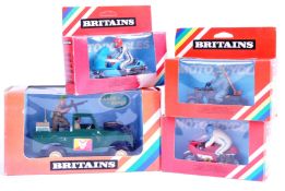 ASSORTED BRITAINS SCALE MODEL MOTORCYCLES AND LAND ROVER