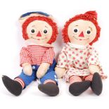 RARE VINTAGE PAIR OF RAGGEDY ANN DOLLS / SOFT TOYS