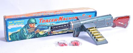 RARE VINTAGE JAPANESE TINPLATE ' TRACER MACHINE GUN ' CRANK ACTION