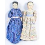 TWO VICTORIAN 19TH CENTURY DUTCH PEG DOLLS - GRODNERTAL