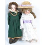 TWO ANTIQUE BISQUE HEADED DOLLS - ARMAND MARSEILLE