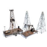 COLLECTION OF METAL SCALE MODEL OIL WELLS AND RIGS
