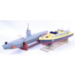 TWO RADIO CONTROLLED RC MODELS - BOAT AND SUBMARINE