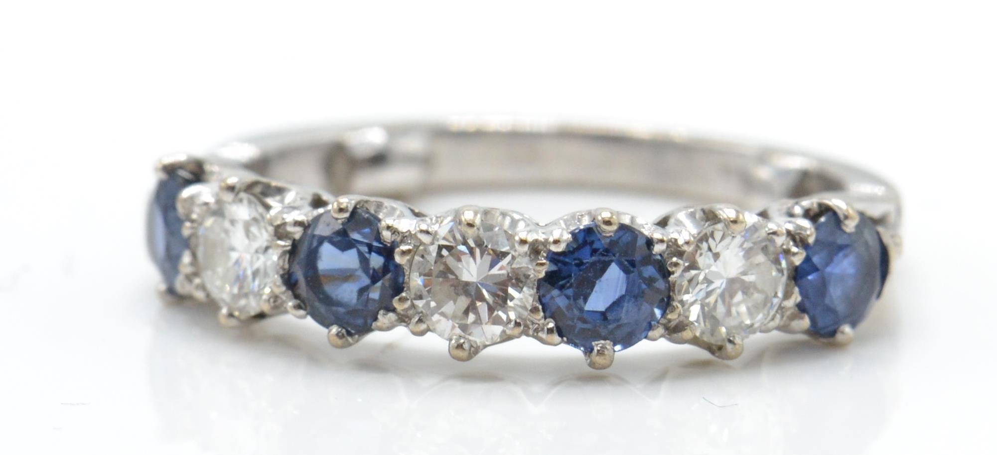 18CT WHITE GOLD SAPPHIRE AND DIAMOND RING