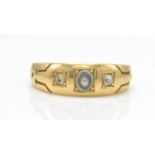 A 19th century Art Nouveau 18ct gold pearl and diamond ring. Hallmarked London