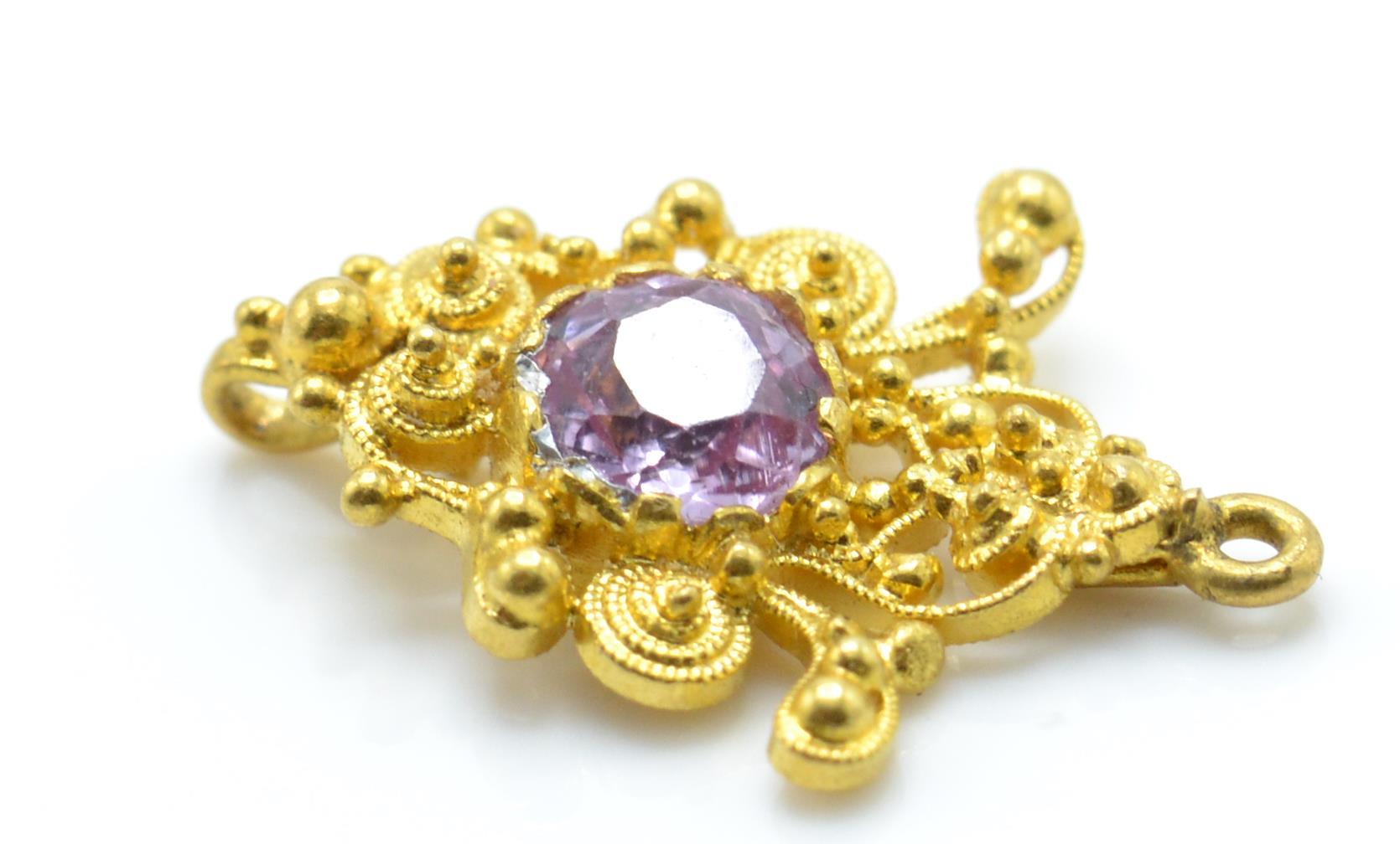 A collection of gold and gem set pendant bale drops to include pink and yellow topaz - Image 4 of 5