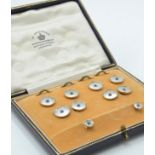 A Cased 18ct & 9ct Gold Sapphire & Mother-of-Pearl Dress Set