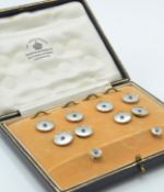 A Cased 18ct & 9ct Gold Sapphire & Mother-of-Pearl Dress Set