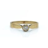 A hallmarked 9ct gold and diamond solitaire ring