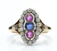 A 19th Century 18ct Gold Ruby, Diamond & Sapphire ring