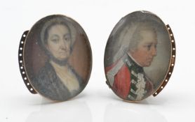 Two 19th Century Miniature Mourning Jewellery Portraits