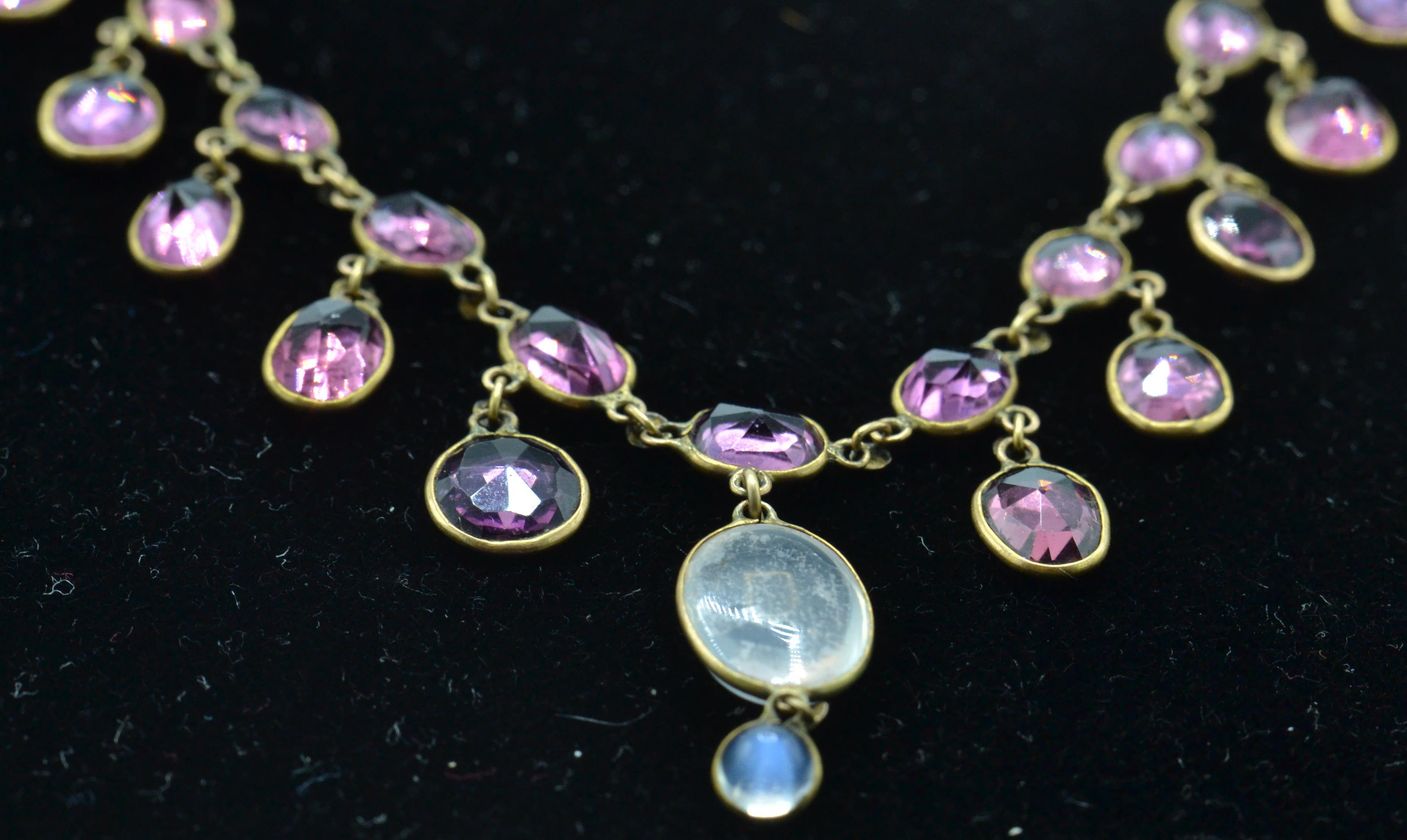 A late 19th Century gold necklace set with faceted - Image 2 of 11