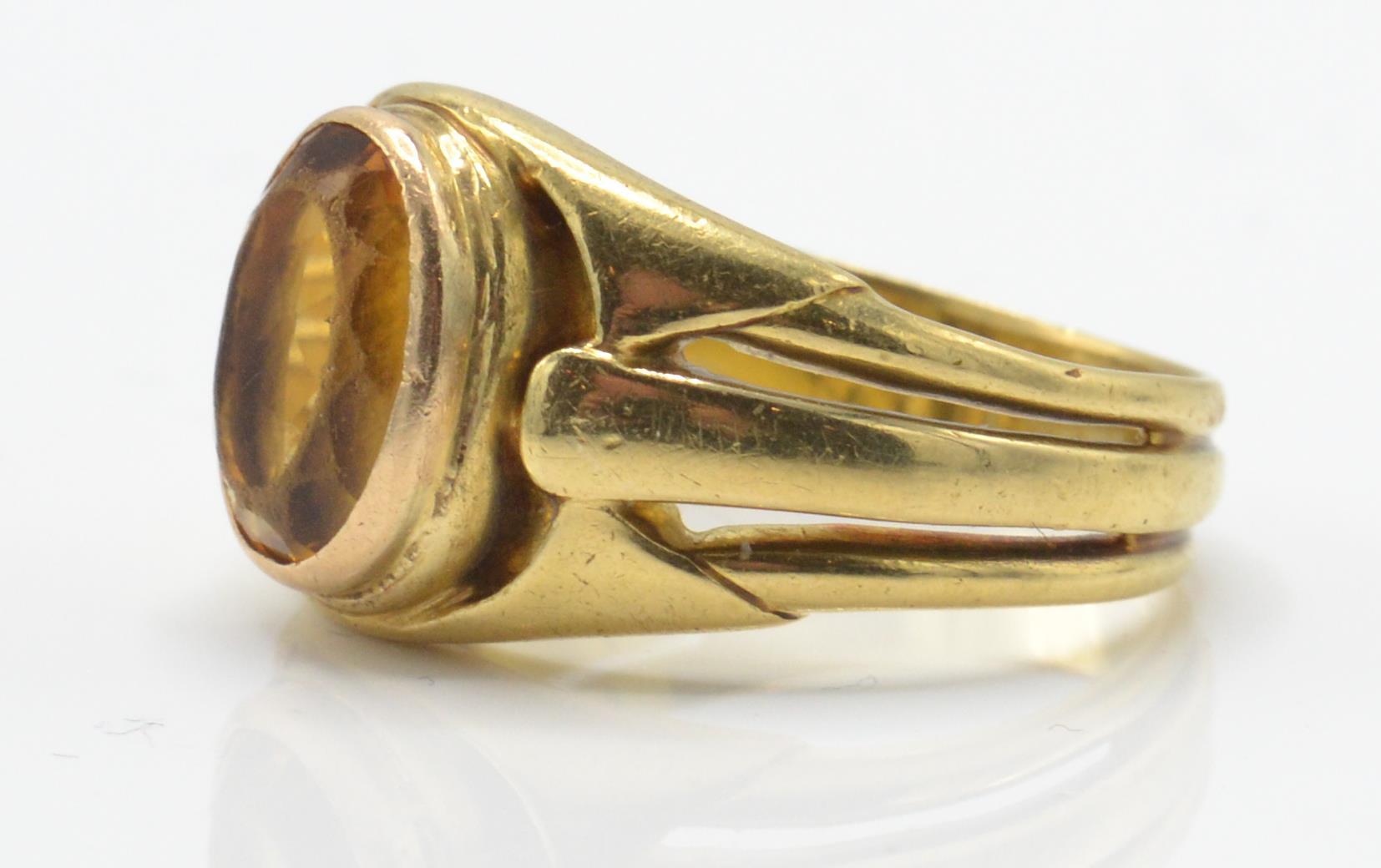 A French Art Nouveau 18ct gold and citrine ring - Image 2 of 4