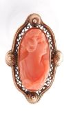 9CT GOLD AND PRECIOUS CORAL CAMEO RING