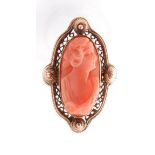 9CT GOLD AND PRECIOUS CORAL CAMEO RING