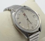 A vintage Omega Electronic F300 Chronometer Officially Certified wristwatch. Silvered dial with