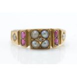 Antique Gold Ruby, diamond & Pearl Ring