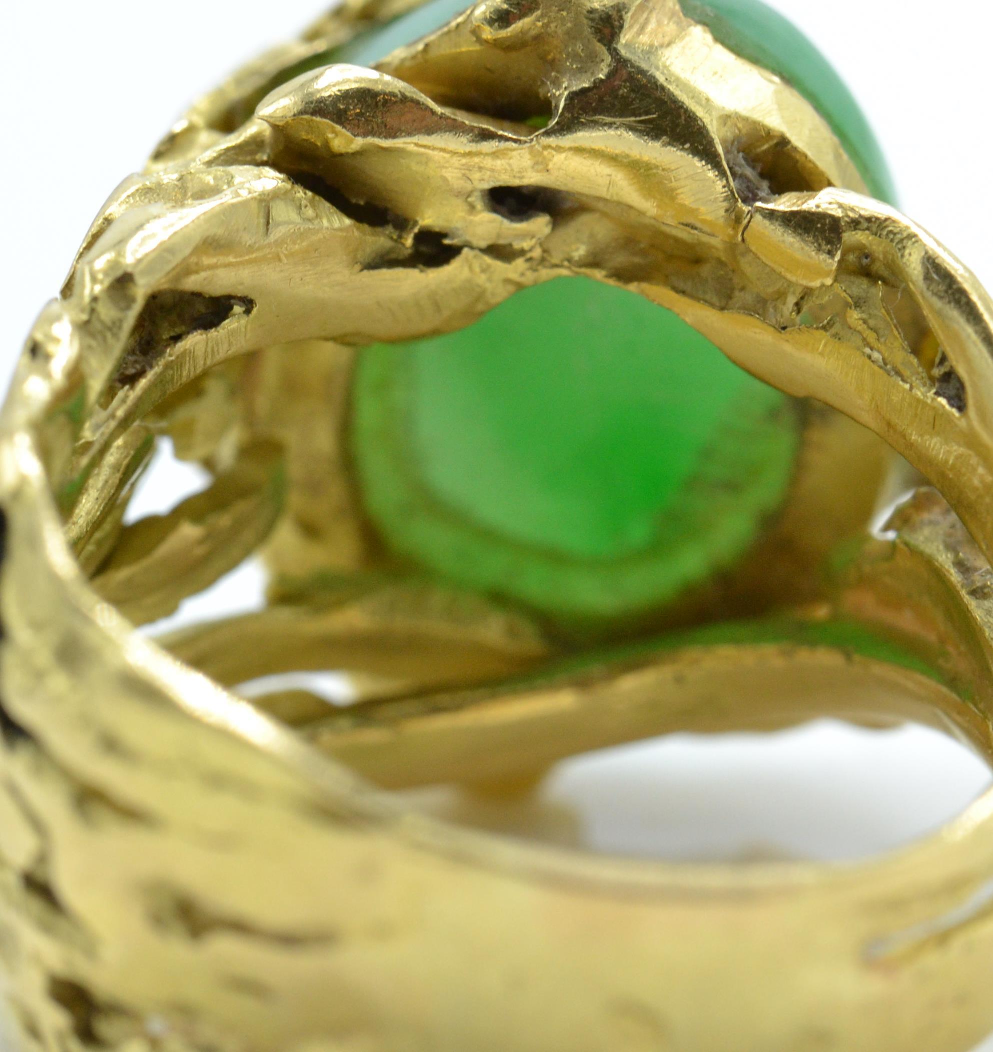 A French 18ct Gold Wirework Jade Ring - Image 5 of 5