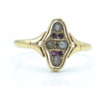 An Antique 14ct Gold Ruby & Pearl Ring