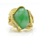 A French 18ct Gold Wirework Jade Ring