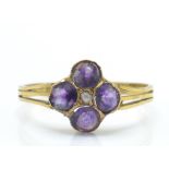 An Antique Amethyst & Pearl Cluster Ring