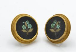 Withdrawn - A pair of believed 19th century Pietra Dura mosaic mourning earrings
